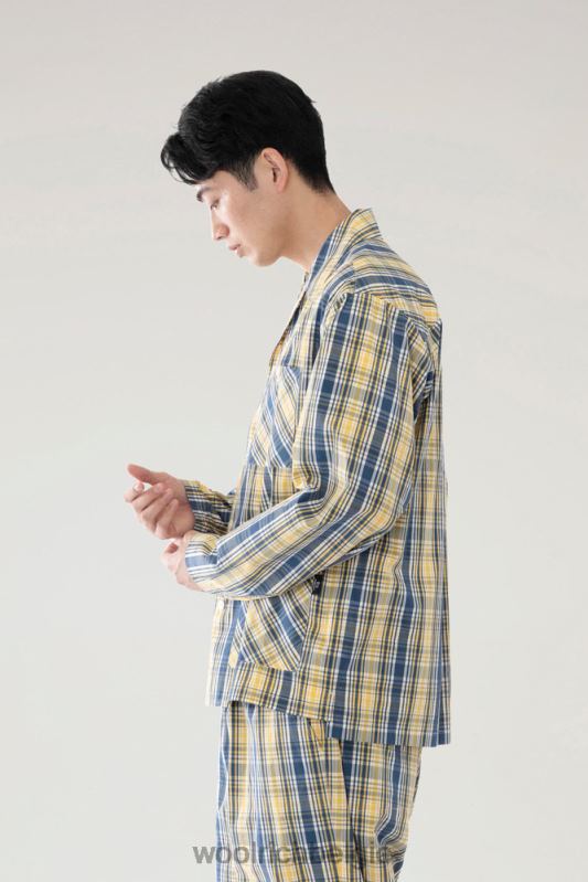 overshirt van een wattenmix Woolrich Heren 8TTN0540 gele ruit kleding
