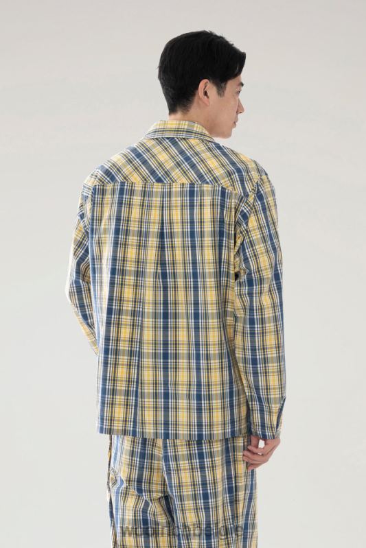 overshirt van een wattenmix Woolrich Heren 8TTN0540 gele ruit kleding