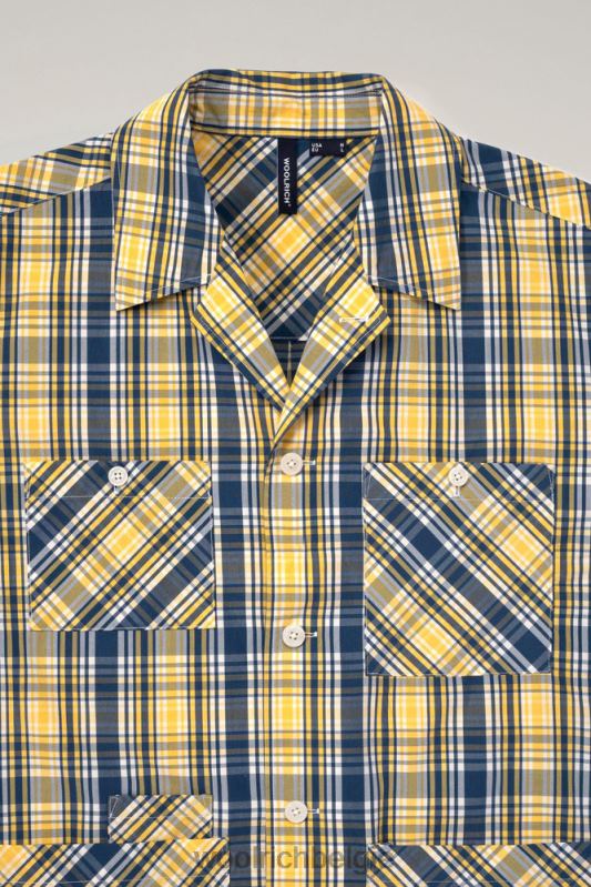 overshirt van een wattenmix Woolrich Heren 8TTN0540 gele ruit kleding
