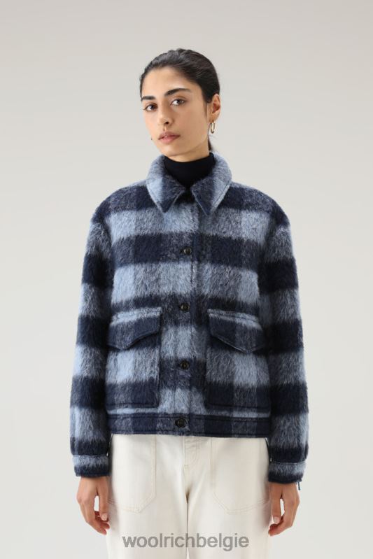 overshirt van geborstelde wolmix met franjes Woolrich vrouwen 8TTN0253 blauwe buffel kleding