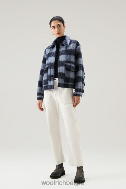 overshirt van geborstelde wolmix met franjes Woolrich vrouwen 8TTN0253 blauwe buffel kleding