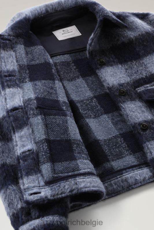 overshirt van geborstelde wolmix met franjes Woolrich vrouwen 8TTN0253 blauwe buffel kleding