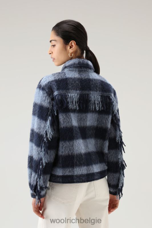 overshirt van geborstelde wolmix met franjes Woolrich vrouwen 8TTN0253 blauwe buffel kleding