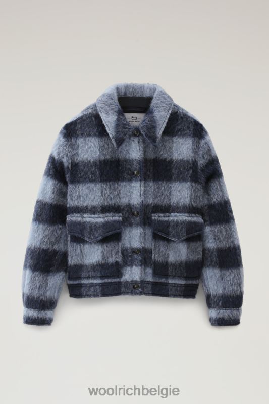 overshirt van geborstelde wolmix met franjes Woolrich vrouwen 8TTN0253 blauwe buffel kleding