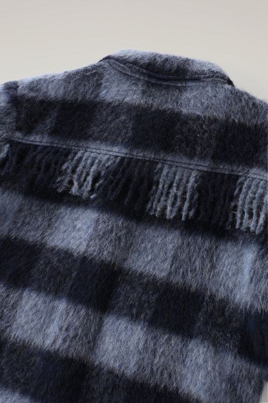 overshirt van geborstelde wolmix met franjes Woolrich vrouwen 8TTN0253 blauwe buffel kleding
