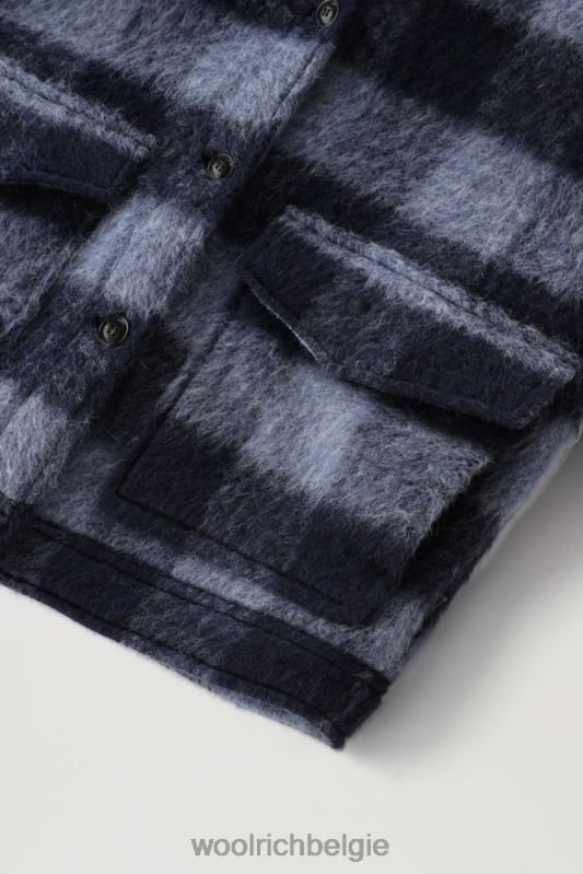 overshirt van geborstelde wolmix met franjes Woolrich vrouwen 8TTN0253 blauwe buffel kleding