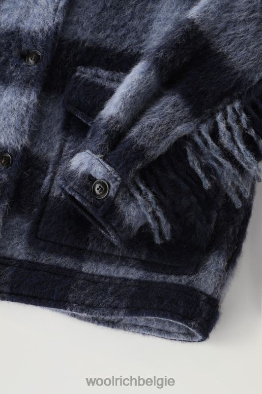 overshirt van geborstelde wolmix met franjes Woolrich vrouwen 8TTN0253 blauwe buffel kleding