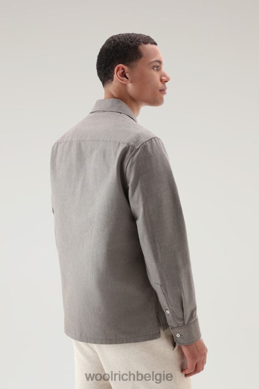 overshirt van katoen-linnenmix Woolrich Heren 8TTN0464 bruine pied de poule kleding