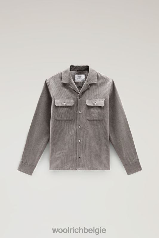 overshirt van katoen-linnenmix Woolrich Heren 8TTN0464 bruine pied de poule kleding