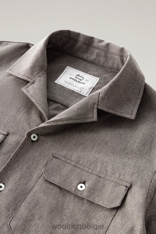 overshirt van katoen-linnenmix Woolrich Heren 8TTN0464 bruine pied de poule kleding