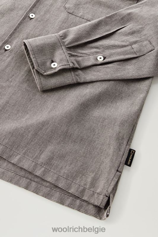 overshirt van katoen-linnenmix Woolrich Heren 8TTN0464 bruine pied de poule kleding