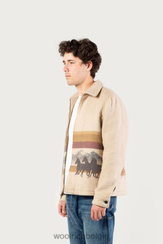 overshirt van puur katoen met jacquard-afwerking - een dezer dagen Woolrich Heren 8TTN0597 streep zand kleding