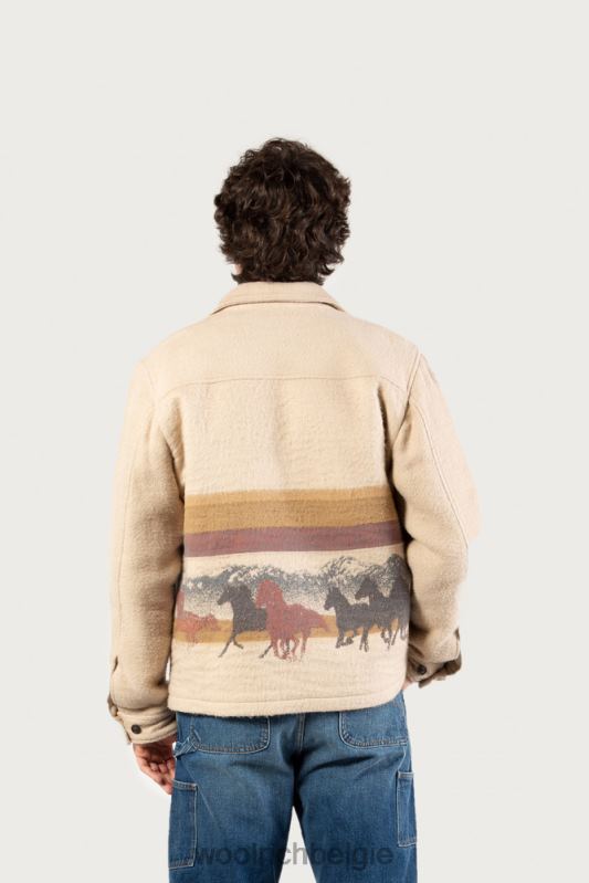 overshirt van puur katoen met jacquard-afwerking - een dezer dagen Woolrich Heren 8TTN0597 streep zand kleding
