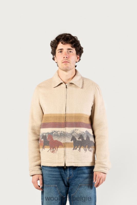 overshirt van puur katoen met jacquard-afwerking - een dezer dagen Woolrich Heren 8TTN0597 streep zand kleding