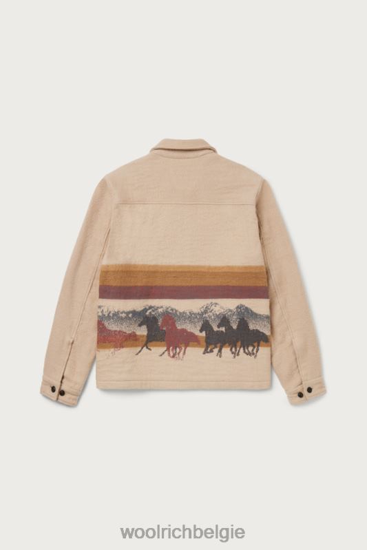 overshirt van puur katoen met jacquard-afwerking - een dezer dagen Woolrich Heren 8TTN0597 streep zand kleding