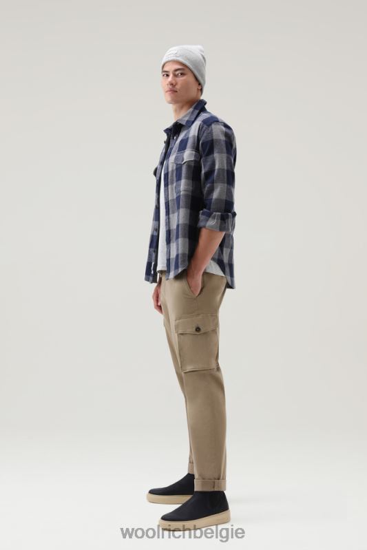 oxbow flanellen geruit overhemd Woolrich Heren 8TTN0648 grijs gemêleerde buffel kleding