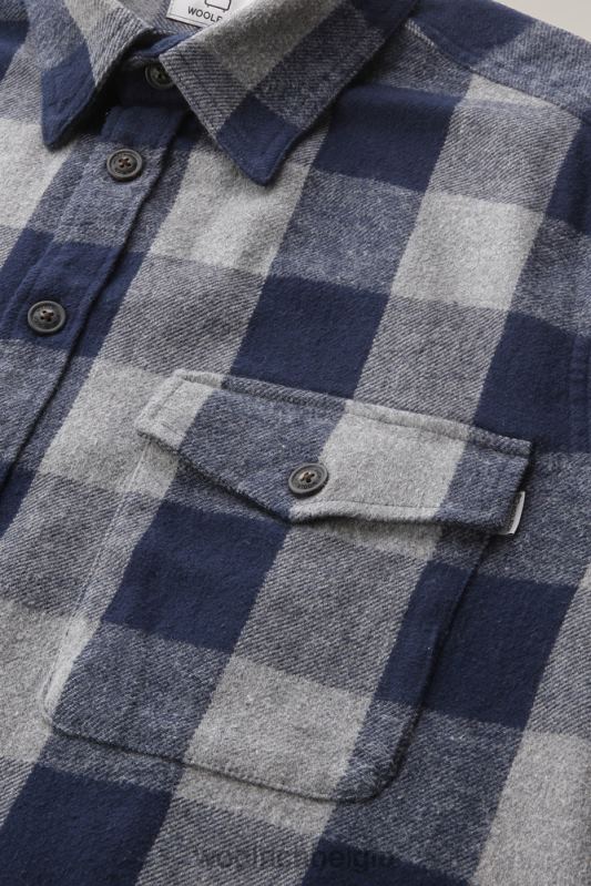 oxbow flanellen geruit overhemd Woolrich Heren 8TTN0648 grijs gemêleerde buffel kleding