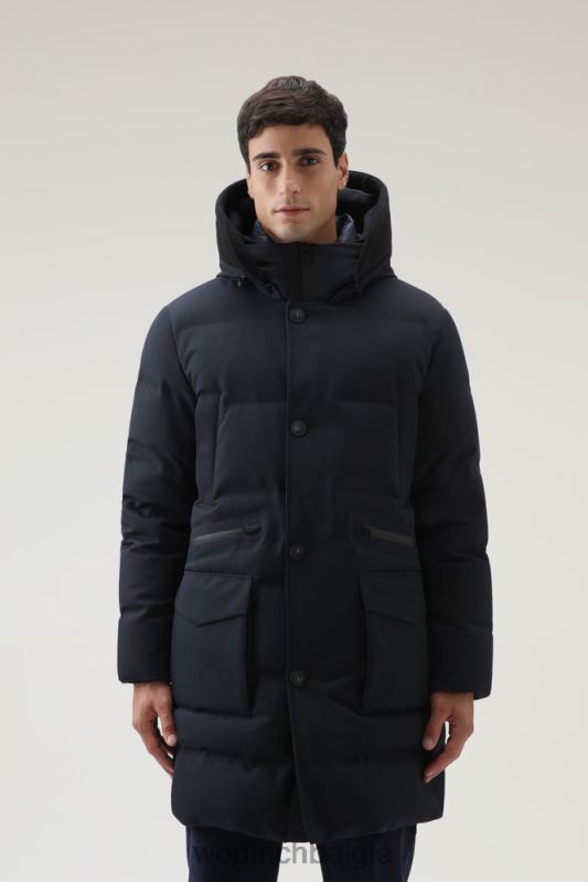 parka met afneembare wollen klep met logo Woolrich Heren 8TTN0740 Melton blauw kleding