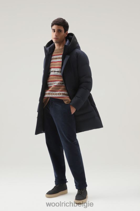 parka met afneembare wollen klep met logo Woolrich Heren 8TTN0740 Melton blauw kleding
