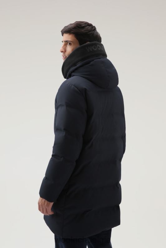 parka met afneembare wollen klep met logo Woolrich Heren 8TTN0740 Melton blauw kleding