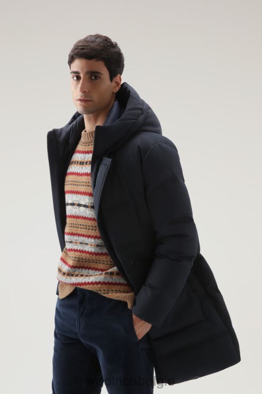 parka met afneembare wollen klep met logo Woolrich Heren 8TTN0740 Melton blauw kleding