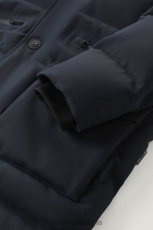 parka met afneembare wollen klep met logo Woolrich Heren 8TTN0740 Melton blauw kleding