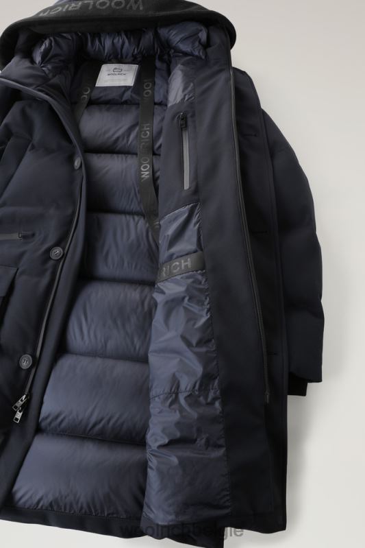 parka met afneembare wollen klep met logo Woolrich Heren 8TTN0740 Melton blauw kleding