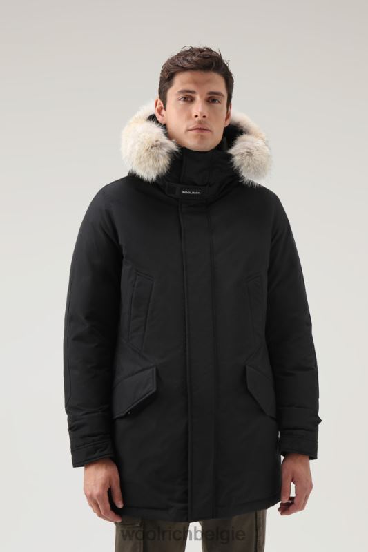 polaire parka van ramar-stof met hoge kraag en bontafwerking Woolrich Heren 8TTN0841 zwart kleding