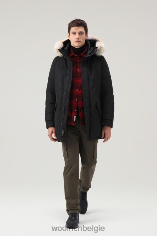polaire parka van ramar-stof met hoge kraag en bontafwerking Woolrich Heren 8TTN0841 zwart kleding