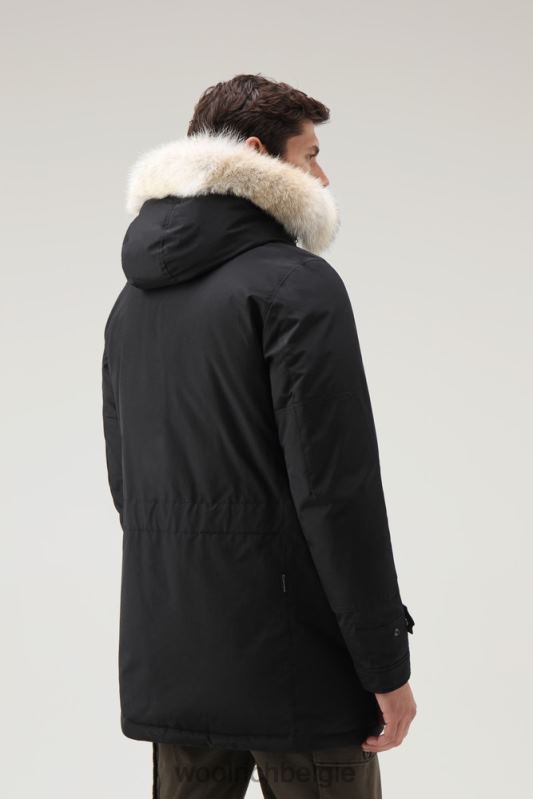 polaire parka van ramar-stof met hoge kraag en bontafwerking Woolrich Heren 8TTN0841 zwart kleding