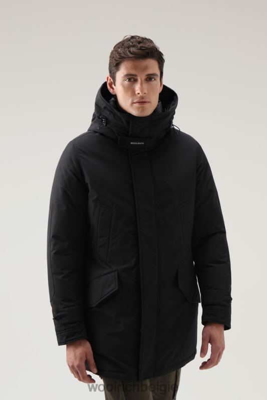 polaire parka van ramar-stof met hoge kraag en bontafwerking Woolrich Heren 8TTN0841 zwart kleding