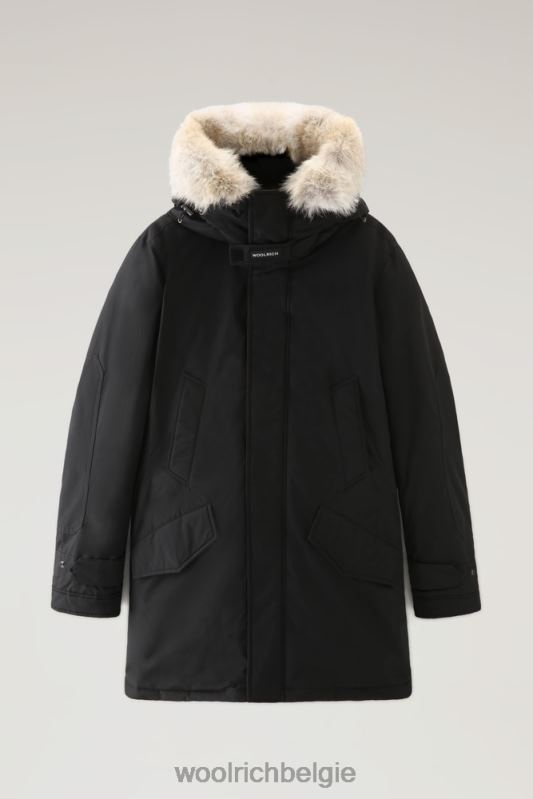 polaire parka van ramar-stof met hoge kraag en bontafwerking Woolrich Heren 8TTN0841 zwart kleding