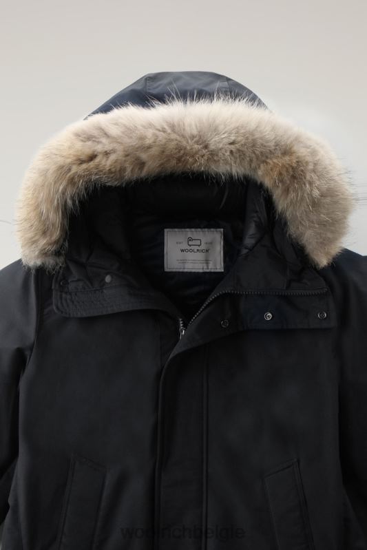polaire parka van ramar-stof met hoge kraag en bontafwerking Woolrich Heren 8TTN0841 zwart kleding