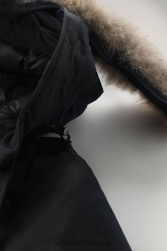 polaire parka van ramar-stof met hoge kraag en bontafwerking Woolrich Heren 8TTN0841 zwart kleding