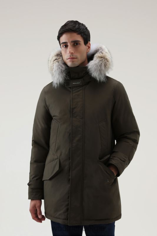 polaire parka van ramar-stof met hoge kraag en bontafwerking Woolrich Heren 8TTN0848 donkergroen kleding