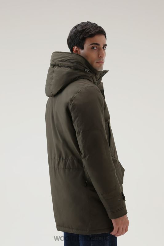 polaire parka van ramar-stof met hoge kraag en bontafwerking Woolrich Heren 8TTN0848 donkergroen kleding