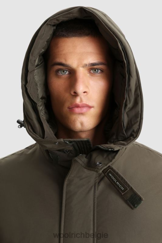 polaire parka van ramar-stof met hoge kraag en bontafwerking Woolrich Heren 8TTN0848 donkergroen kleding