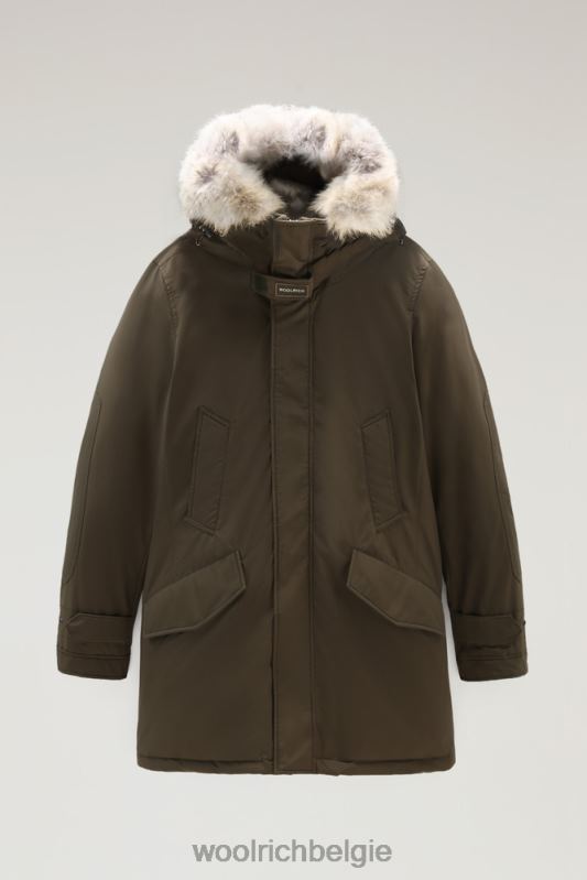 polaire parka van ramar-stof met hoge kraag en bontafwerking Woolrich Heren 8TTN0848 donkergroen kleding