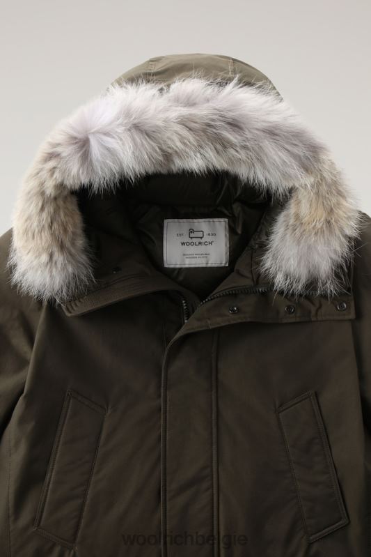 polaire parka van ramar-stof met hoge kraag en bontafwerking Woolrich Heren 8TTN0848 donkergroen kleding