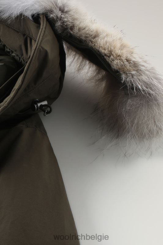 polaire parka van ramar-stof met hoge kraag en bontafwerking Woolrich Heren 8TTN0848 donkergroen kleding