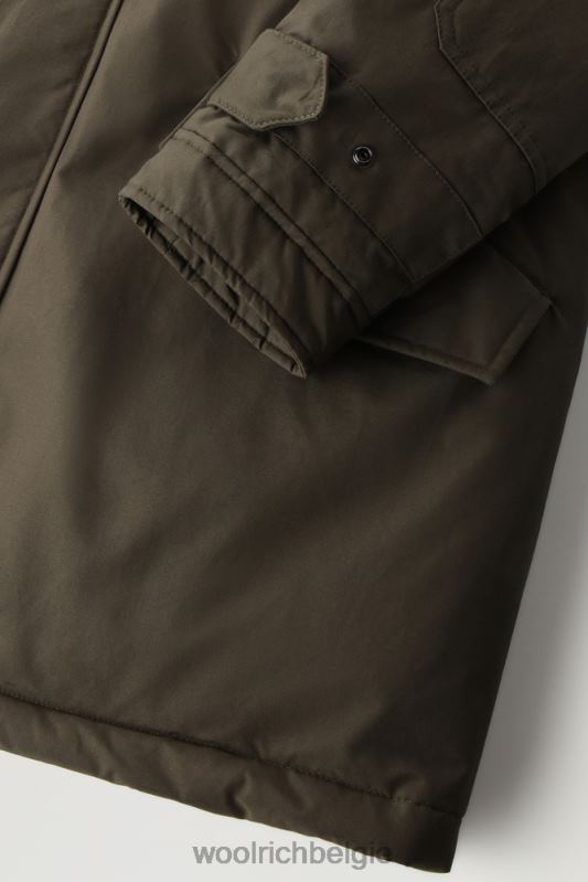 polaire parka van ramar-stof met hoge kraag en bontafwerking Woolrich Heren 8TTN0848 donkergroen kleding