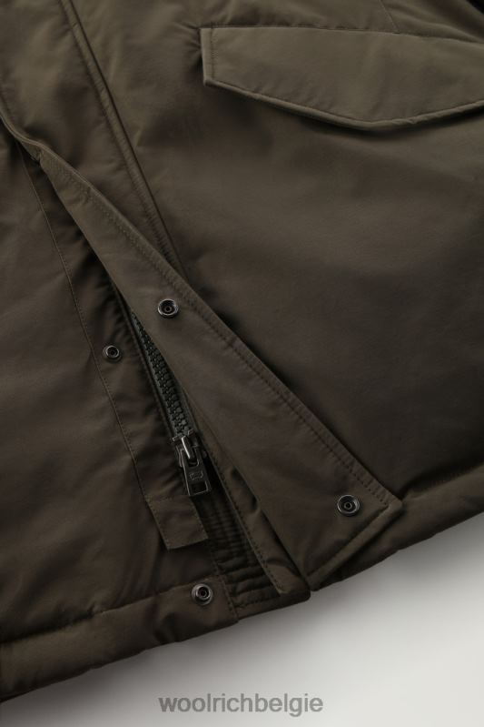 polaire parka van ramar-stof met hoge kraag en bontafwerking Woolrich Heren 8TTN0848 donkergroen kleding