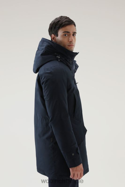 polaire parka van ramar-stof met hoge kraag en bontafwerking Woolrich Heren 8TTN0854 Melton blauw kleding
