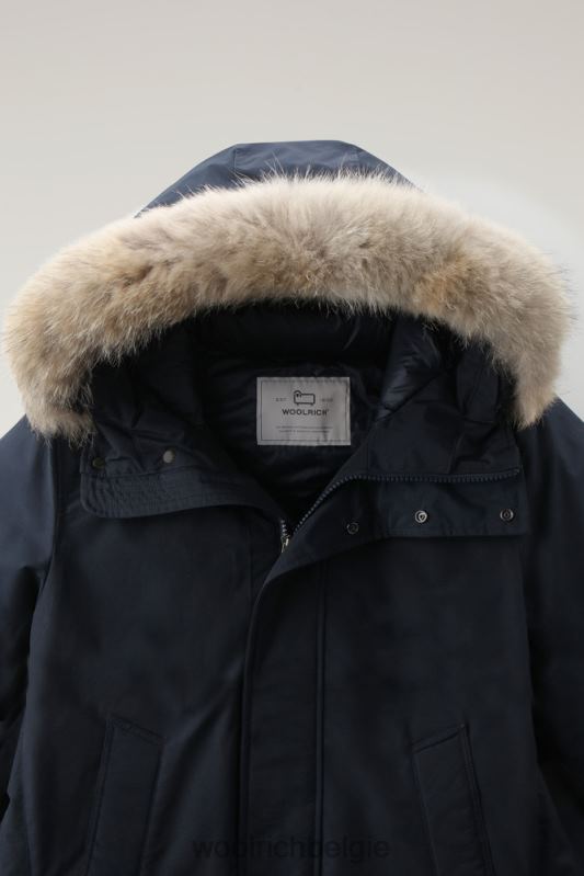 polaire parka van ramar-stof met hoge kraag en bontafwerking Woolrich Heren 8TTN0854 Melton blauw kleding