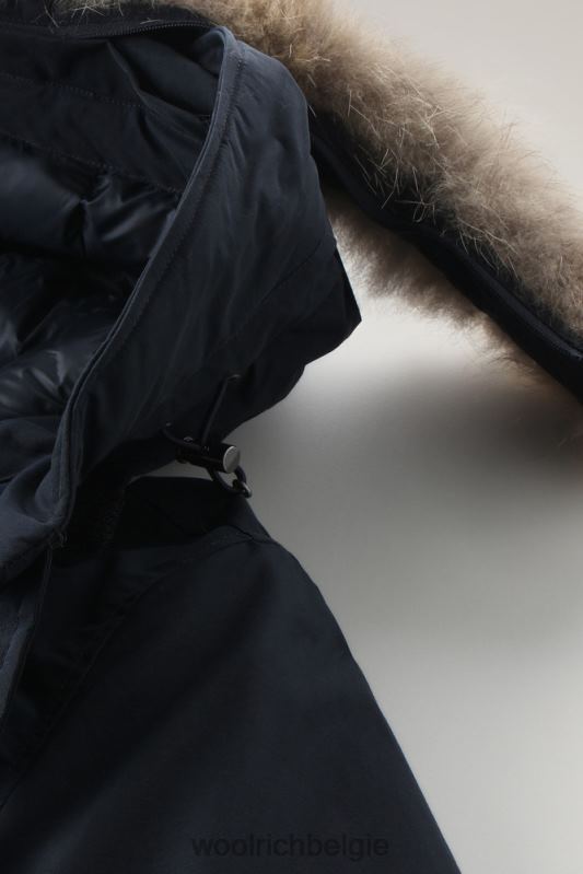 polaire parka van ramar-stof met hoge kraag en bontafwerking Woolrich Heren 8TTN0854 Melton blauw kleding