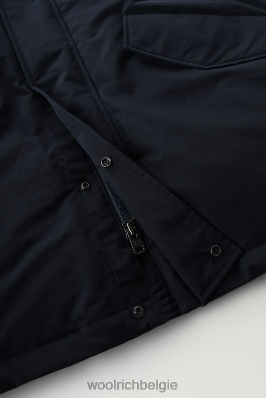 polaire parka van ramar-stof met hoge kraag en bontafwerking Woolrich Heren 8TTN0854 Melton blauw kleding