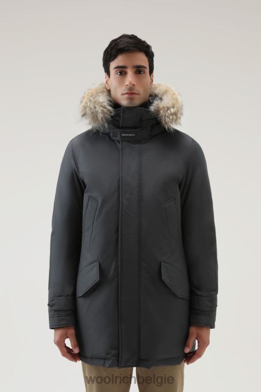 polaire parka van ramar-stof met hoge kraag en bontafwerking Woolrich Heren 8TTN0856 grijze schaduw kleding