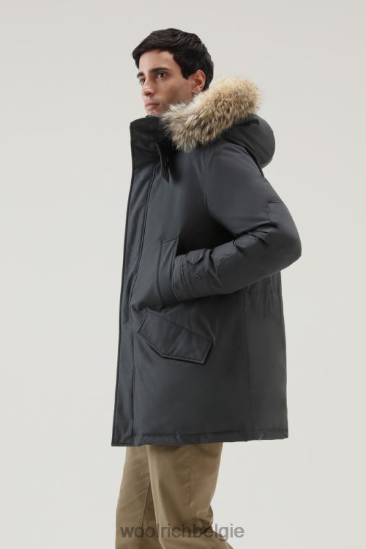 polaire parka van ramar-stof met hoge kraag en bontafwerking Woolrich Heren 8TTN0856 grijze schaduw kleding