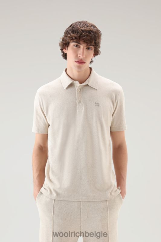 poloshirt van een katoen-linnenmix Woolrich Heren 8TTN0552 strandzand kleding