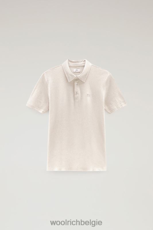 poloshirt van een katoen-linnenmix Woolrich Heren 8TTN0552 strandzand kleding